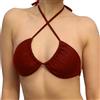 MYLILY Reggiseno Bikini Triangolo Donna | Allacciatura al Collo con Coppe Estraibili | per Seno Grande & Taglie Forti | per Piscina & Spiaggia | Oeko-Tex, Regolabile, Premium, Vegano | Rosso, M