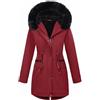 CMTOP Giacca Invernale Donna Foderati in Pile Caldo Medio Lungo Cappotto Impermeabile Antivento Giubbotto Slim Fit Casual Parka Elegante Classico Giaccone con Cappuccio, Zip Tasche(Bordeaux,XL)