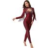 MSemis Body Danza Classica Ginnastica Ritmica Donna Tuta Intera da Pattinaggio Artistico con Nappe Strass Jumpsuit Sportiva da Allenamento Manica Lunga Tutina Dancewear Borgogna M