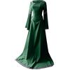 Generico Donna Medievale Girocollo Principessa di Corte Vestito Medioevo Retro Lungo Abito Travestimento Cosplay Costume Partito