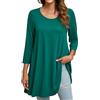 Enmain Blusa Donna Elegante 3/4 Manica Taglie Forti Maglietta a Maniche Lunghe Tunica Verde Maglia Lunga da Donna per Leggings in Tinta Unita XL