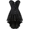 Hengzhifeng Corsetto con Gonna Donna Goth Bustino Corsetti Halloween (EUR 28-30,Nero)