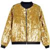 RUMAOZIA Giacca bomber da uomo a maniche lunghe, con chiusura lampo, con paillette, giacca da motociclista, colore nero, oro metallizzato, lucido, per feste, festival, feste, con glitter, gold, L