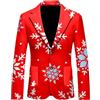 Generisch Giacca natalizia da uomo, blazer di Natale, con stampa natalizia, slim fit, giacca a maniche lunghe, per feste, Colore: rosso, L
