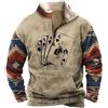 oneforus Uomo Giacche azteche Occidentali Cowboy Felpe Vintage Etniche grafiche Casual Manica Lunga 1/4 Zip Colletto rialzato Pullover Top