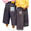 ORANDESIGNE Pantaloncini di Jeans Bermuda Uomo Larghi Stile Baggy Blu Jeans Loose Fit Baggy Jean Short Summer Tasche Y2K Baggy Jean Shorts Harajuku Streetwear C Blu S