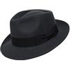 Borges & Scott B&S Premium Doyle- Cappello a Goccia Fedora-100% Feltro di Lana- Ripiegabile in Viaggio- Impermeabile- Grigio Scuro 54cm