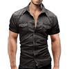 kewing Camicia a Maniche Corte da Uomo Camicia di Jeans a Maniche Corte Camicia di Jeans Regular Fit Casual M-3XL