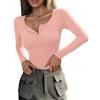 Totatuit T-Shirt Donna a Maniche Lunghe/Corta con Scollo a V Maglietta Casual Top Elegante Basic Magliette Tinta Unita Maglia Sexy Aderente Elasticizzato S-XXL