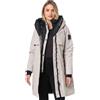 Navahoo Giacca invernale da donna di design, giacca invernale lunga con colletto alto B970, grigio chiaro, M