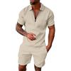 Generico Completo Uomo Casual Estivo Camicia e Pantaloncino Set Tuta 2 Pezzi Tempo Libero Abbigliamento Comodo da Casa Relaxed Fit Abiti Spiaggia Coordinato Curvy Leggero Completino
