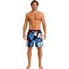mareno® - Bermuda da bagno, da uomo, motivo floreale moderno, colore: blu navy, rosso o nero Blu XXXL