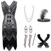 Generico Vestiti anni 20 -Abito stile Flapper anni '20 Costume da Gatsby ruggente anni '20 con accessori anni '20
