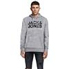 JACK & JONES - Felpa da uomo con cappuccio e logo, Grigio (Light Grey Melange Dettagli: Reg Fit 19 Melange), M