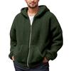 Generico Giacca Pile Uomo con Zip,Felpa Pile Teddy Uomo Maniche Lunghe con Cappuccio E Cerniera Intera Caldo Giacche Tinta Unita in Morbido Peloso Termica Cappotto Casual Invernale Outdoor
