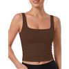 AURUZA Canotte da donna, scollo quadrato, doppia fodera, senza maniche, per allenamento, estive