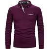 APAELEA Polo da Uomo a Manica Lunga Contrasto Formale Cotone Magliette Tennis Golf T-Shirt，Rosso，M