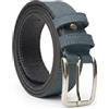 No Limits Cintura Uomo In Vera Pelle Effetto Nabuck Made In Italy Elegante Accorciabile Con Scatola, Alta 3,5 cm Lavagna