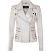Infinity Leather Giacca da Moto Bianco retrò in Pelle 100% Nappa da Donna S
