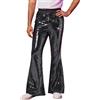 RUMAOZIA Pantaloni a zampa da uomo anni '70 con glitter da discoteca, stile retrò, pantaloni svasati, costume da Carnevale, pantaloni hippie con paillettes, pantaloni da uomo 80, O nero., M