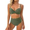 Generico Costumi da Bagno da Donna Bikini Donna Mare Slip Alti con Top A Spalline - Tinta Unita per Spiaggia E Piscina