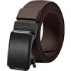 LionVII Cintura elastica a cricchetto con fibbia automatica, cintura da lavoro per uomo per girovita 75-125cm (28-49)