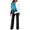 MJGkhiy Completo Donna Elegante Tailleur Cerimonia Curvy Tuta Moda Maniche Lunghe Scollo a V Camicia Patchwork e Pantaloni a Gamba Larga Set Due Pezzi Blazer da Abito e Pantalone Outfit per Sera