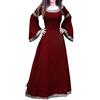 Generico Costume Medievale Donna Curvy dell'800 Vintage Abito Steampunk Popolana Eleganti Abito Medievale Costume da Principessa Abbigliamento Contadina Carnevale