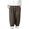 WAZHAKU Pantaloni harem da uomo in velluto a coste, pantaloni in stile samurai giapponese, pantaloni ninja corduroy, colore nero, invernale, pantaloni da jogging Hip Hop Harajuku Streetwear