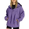 Generisch Giacca da mezza stagione, da donna, taglia grande, impermeabile, traspirante, funzionale, pieghevole, con cappuccio, con tasche, impermeabile, leggera, sottile, autunno, Lila30, 3XL