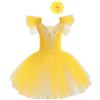 Freebily Vestito Tutu da Balletto per Ballo Bambina Ragazza Vestito da Danza Classica Ballerina Body da Pattinaggio Artistico + Copricapo Abito da Ballo Latino Ginnastica