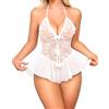 EVELIFE Profondo Scollo a V Sexy delle Donne del Merletto Floreale Bodysuit Babydoll con Fiocco Anteriore e Appeso al Collo Backless Design