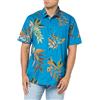 Volcom Camicia Hawaiana abbottonata Manica Corta Floreale Marmo, Blu Oceano, M Uomo