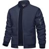TACVASEN Uomo Giacca Bomber Leggera Jacket Sportiva con Collo da Baseball, Navy