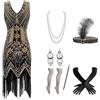 Generico Vestiti anni 20 -Abito stile Flapper anni '20 Costume da Gatsby ruggente anni '20 con accessori anni '20
