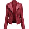 Peuignao Giacca Similpelle Donna Giubbotto Giubbino Giacche Ecopelle Donna Giacca Biker Jacket Donna Giubbotto Similpelle Faux Leather Jacket Donna Giacca Bikers Finta Pelle Sintetica Donna Curvy Rosso 3XL