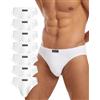 FORVEVO 7 Paia Slip Uomo Cotone, Mutande Traspiranti, Briefs Vita Bassa, Intimo Comfort, con Tasche, Elastico, Senza Etichetta (M, Bianco)