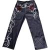 Generico 2025 Halloween Baggy Y2K Jeans da Donna Hip Hop Goth Streetwear con Stampa, Vintage, a Vita Alta, in Denim, Oversize, con Bottoni e Tasche Larghe, Pantaloni Cargo