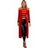 Freebily Costume Domatrice Circo Donna Giacca Frac Steampunk Vintage Capotto Lungo Medievale Abito Gotico Vittoriano Trench Ringmaster Costumi di Halloween Carnevale Rosso M