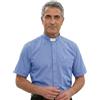 Holyart Camicie Clergyman: Camicia collo clergy fil a fil blu manica corta, 42 cm - 16.5 inc. - L
