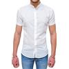 Evoga Camicia Uomo Sartoriale in Lino Maniche Corte Casual (IT, Testo, XXL, Regular, Regular, Bianco)