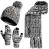 INSISMY Cappello Sciarpa Donna Invernale e Guanti Touch Screen Invernali 3 Pz Berretto con Pompom e Sciarpa con Frange Guanti Termici