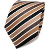 TigerTie Designer Cravatta in seta - marrone beige antracite crema striato