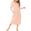 Vlazom Camicia da Notte Donna Invernale Lungo con Bottoni e Scollo a V | Lunghezza Lunga Elegante, Pieghe sul Davanti e Bottoni Decorativi, Tasche Laterali Pratiche, Disponibile in Più Colori