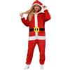Generico Pigiama Natalizio in Pile da Donna e da Uomo Pigiama da Notte Tuta con Cappuccio Pagliaccetti Clubwear da Notte Accogliente Tutina a Tema Babbo Natale per Il Comfort Festivo