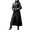 HaicoM Cappotto lungo in PU per le donne giacche a vento da donna in finta pelle trench coat wmens lunghezza alla caviglia moda cappotto con bottoni a tinta unita cappotto a tunica risvolto sottile