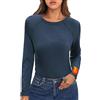 Crewhpo Intimo Termico Invernale Maglie Termica Traspirante Maglia Intima Donna a Maniche Lunghe Maglietta Termica Girocollo Sottogiacca Caldo Blu Navy XXL