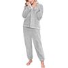 RITOSTA Pigiama Donna Invernale Lungo Pigiami in Pile Due Pezzi Morbido Pigiama Natalizio Felpa Manica Lunga e Pantalone Sleepwear Sets Caldo Completo Tuta Invernali con Pulsante (Grigio,L)