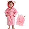 WYTbaby Accappatoio per Bambini e Neonati, Flanella Morbida e Super Assorbente con Cappuccio, Vestaglia Bimbo con Elementi Animalier