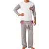 Générique Pigiama da uomo in pile stampato elefante t-shirt a maniche lunghe e girocollo pigiama elefante per uomo con abbigliamento casual da notte, grigio, M